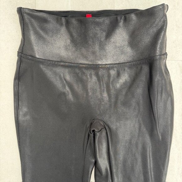 SPANX Black Faux Leather Stretch Leggings Tights XS - Picture 4 of 9